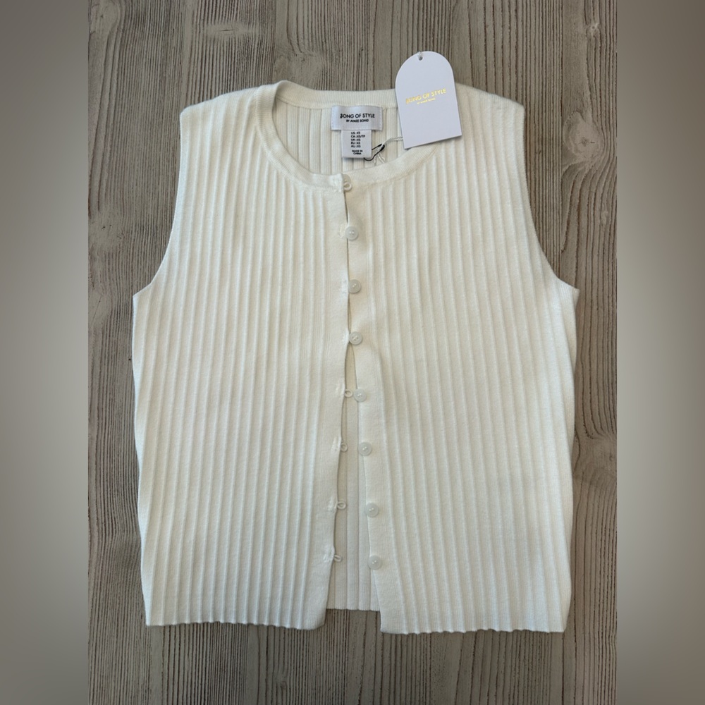 Song of Style Cream Ribbed Knit Top